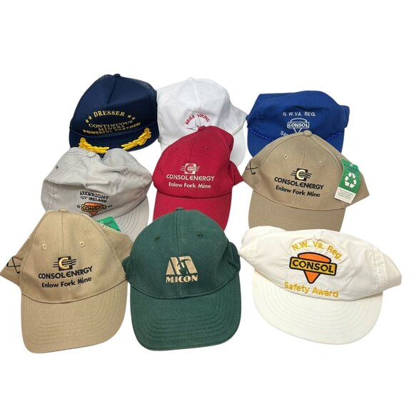 Coal Mining Consol Energy Vintage Retro Hat Lot of 9 Cap Dad Trucker Snapback - Picture 1 of 16